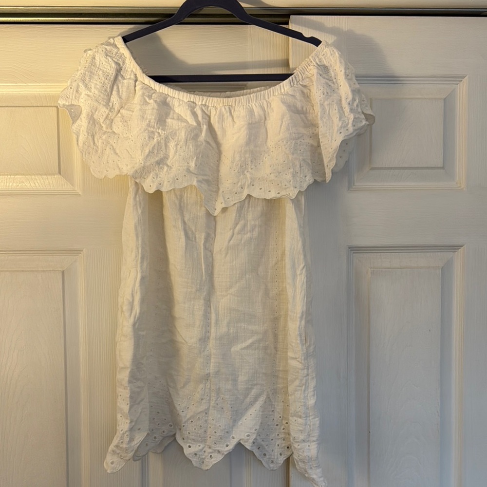 Lush White Eyelet Off-Shoulder Top